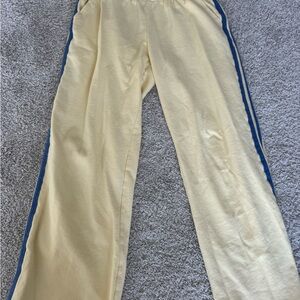 Old Navy Cream Sweatpants with Blue Side Stripes